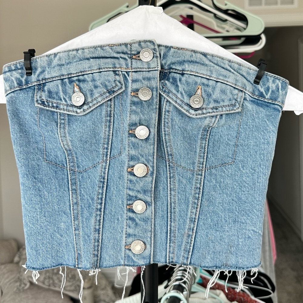 ZARA DENIM CORSET STRAPLESS  TOP